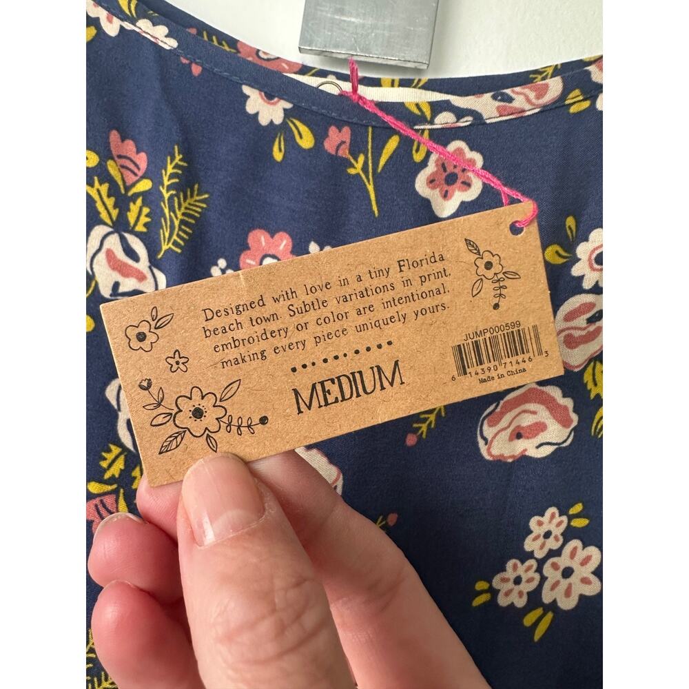 NEW Natural Life Zoe Wide-Leg Jumpsuit Size M Slate Floral Blooms Multicolor C29 - Picture 4 of 9